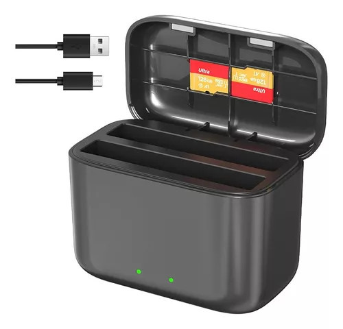 Cargador Dual Para Bateria Insta 360 X4 Almacena 2 Microsd