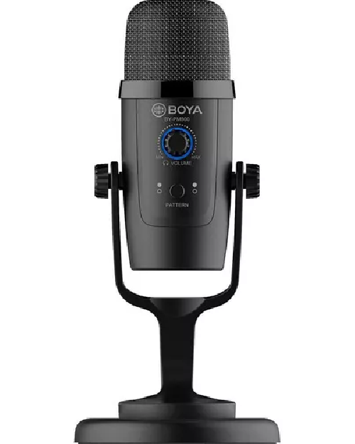 Micrófono de condensador cardioide USB Boya BY-PM500 para podcasts, color negro