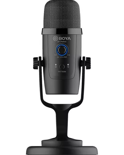Micrófono de condensador cardioide USB Boya BY-PM500 para podcasts, color negro